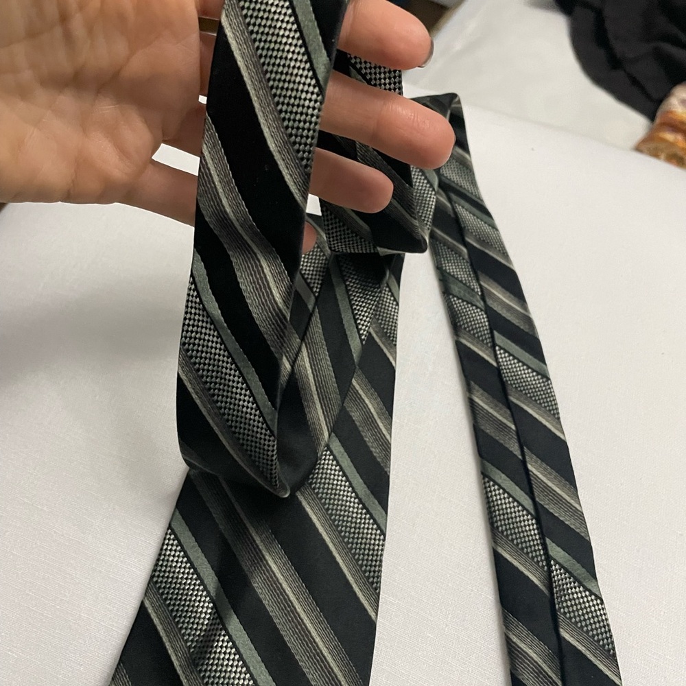 Black and Gray Striped Men's Tie